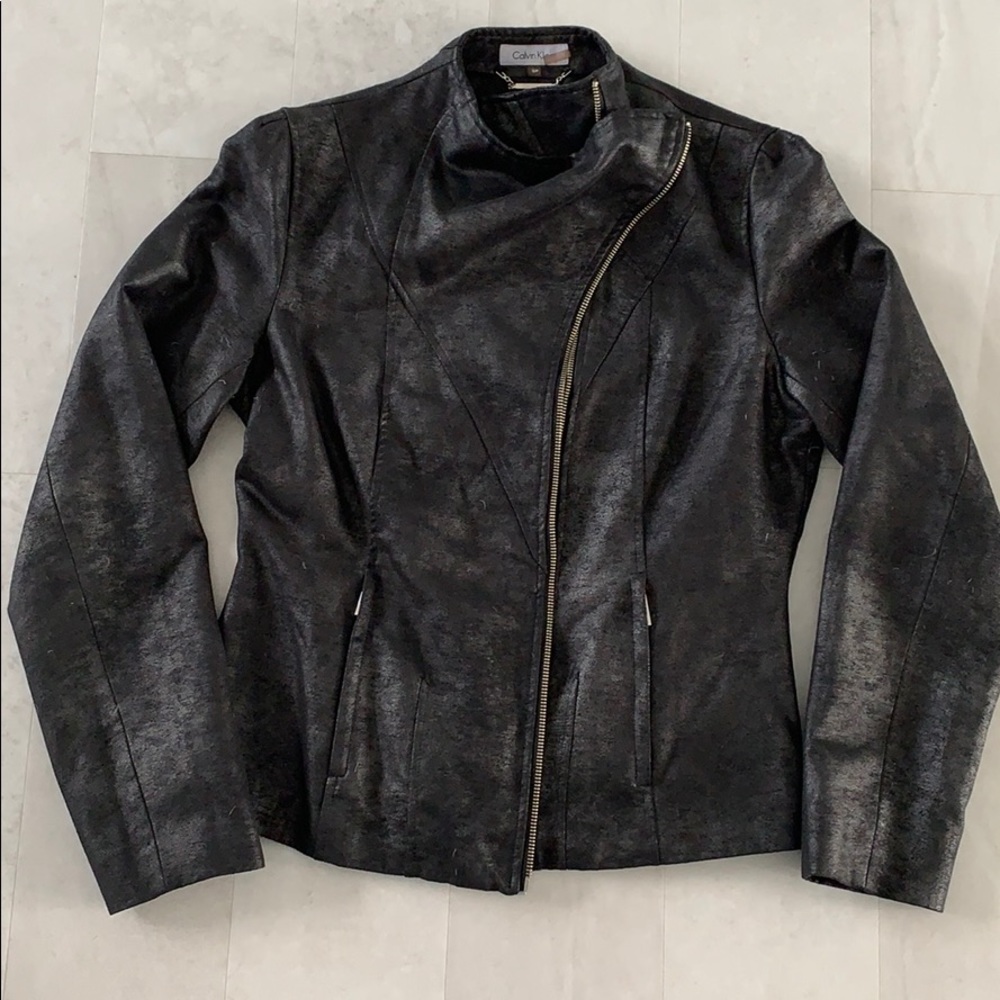 Calvin Klein Shimmery Suede Black Jacket S-M.